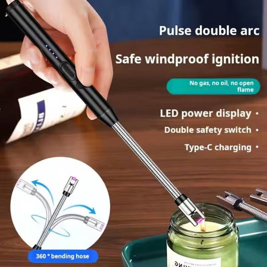 USB Rechargeable Electric Arc Lighter – Windproof & Flexible (Kitchen/BBQ)