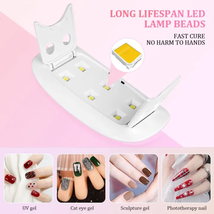 Foldable 6W UV LED Nail Lamp – Quick Dry Mini Gel Dryer