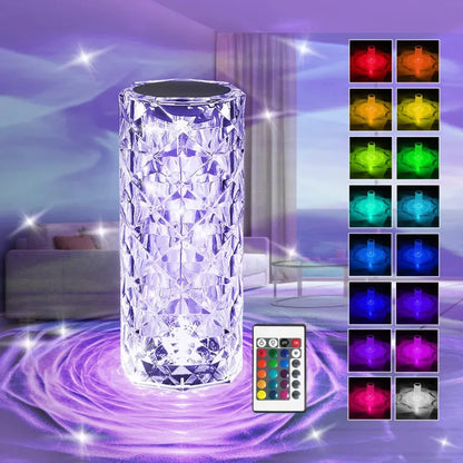 Crystal Rose Diamond Lamp – 16-Color LED with Remote & USB Charging