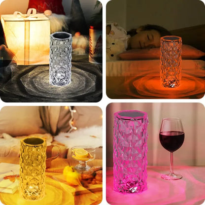 Crystal Rose Diamond Lamp – 16-Color LED with Remote & USB Charging