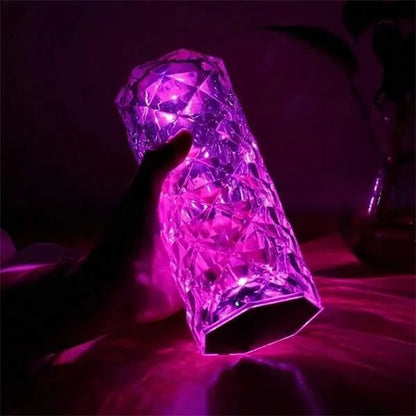 Crystal Rose Diamond Lamp – 16-Color LED with Remote & USB Charging