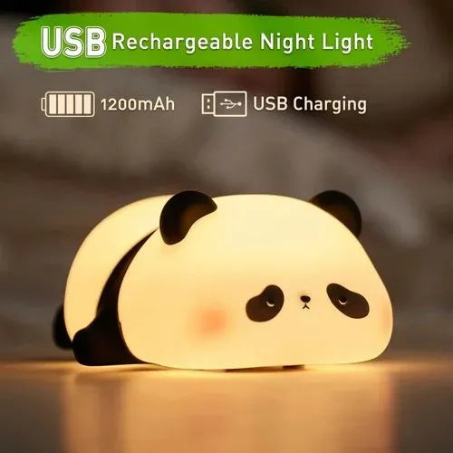 Cute Lying Panda Night Light – Soft Silicone & Rechargeable (Kids Room Decor)