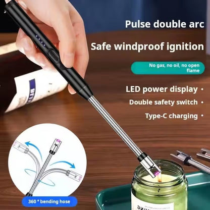 USB Rechargeable Electric Arc Lighter – Windproof & Flexible (Kitchen/BBQ)