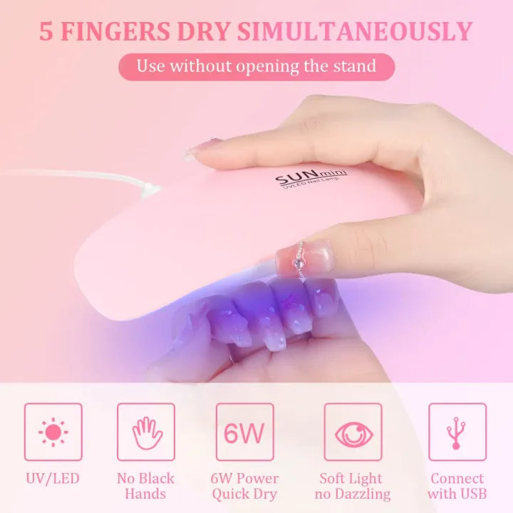 Foldable 6W UV LED Nail Lamp – Quick Dry Mini Gel Dryer