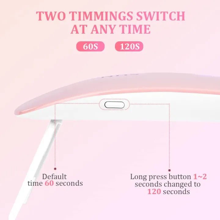 Foldable 6W UV LED Nail Lamp – Quick Dry Mini Gel Dryer