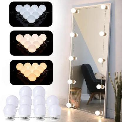 Hollywood Style LED Vanity Mirror Lights – 10 Bulbs Kit (3 Color Modes)
