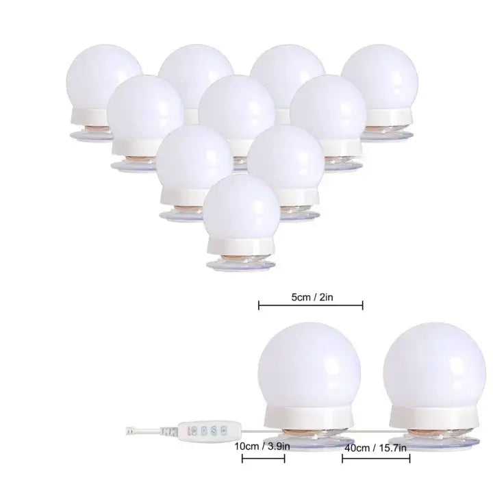 Hollywood Style LED Vanity Mirror Lights – 10 Bulbs Kit (3 Color Modes)