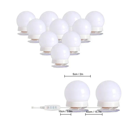 Hollywood Style LED Vanity Mirror Lights – 10 Bulbs Kit (3 Color Modes)