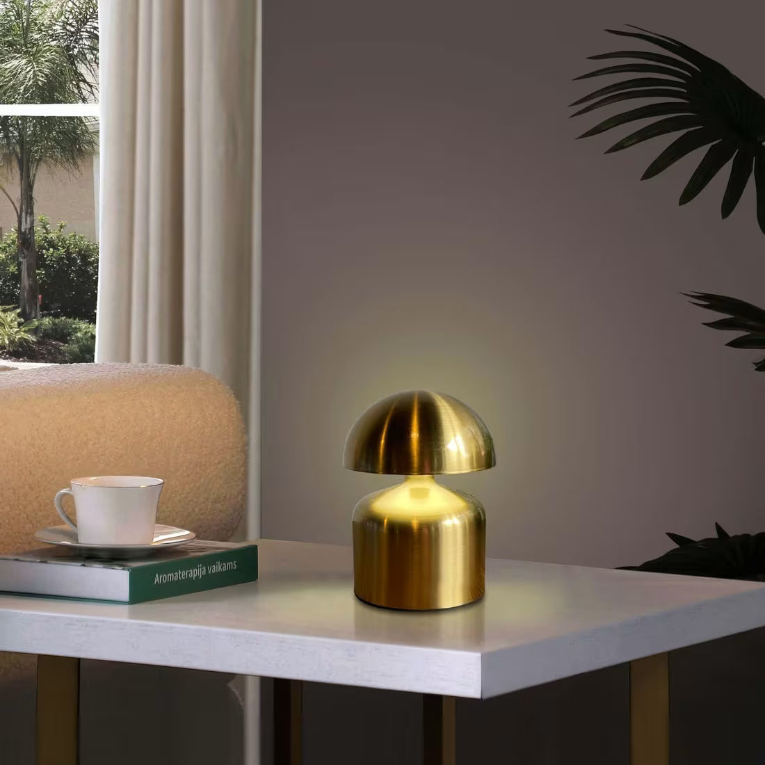 Premium Metal Mushroom Touch Lamp – Rechargeable & Dimmable Night Light