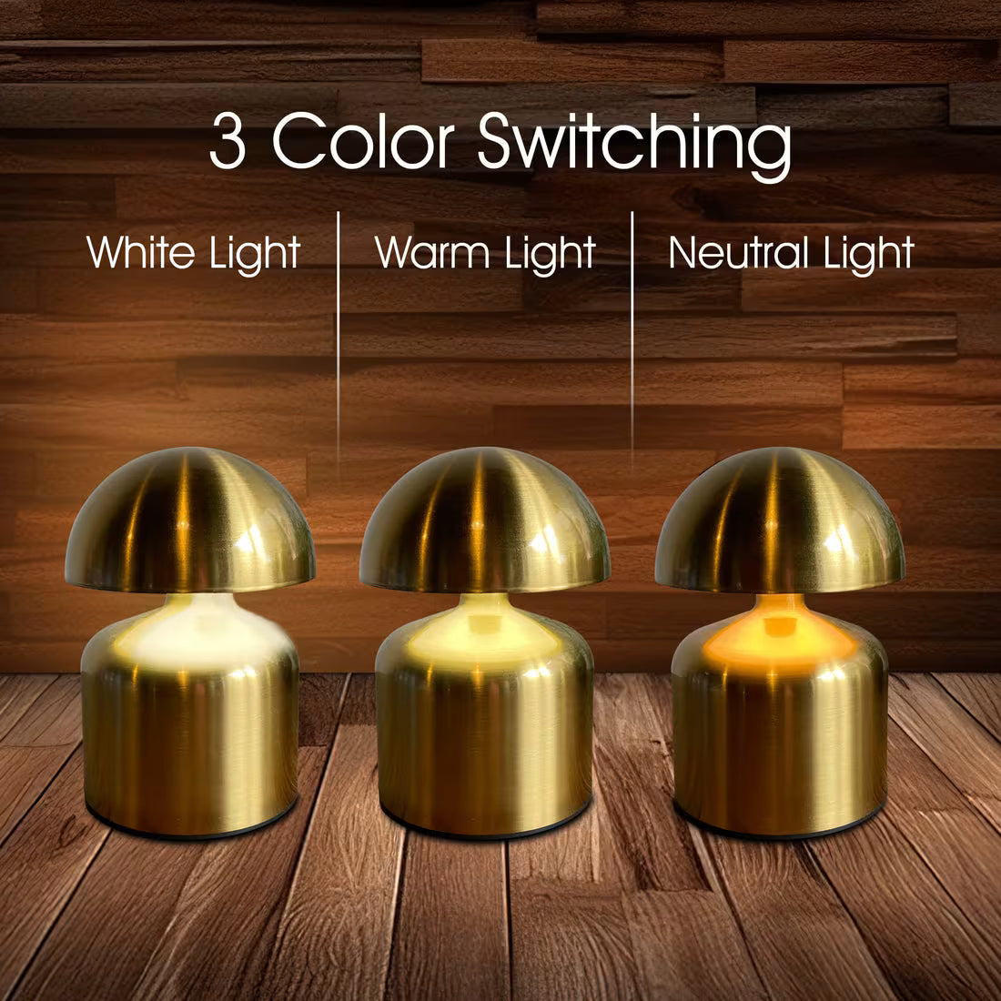 Premium Metal Mushroom Touch Lamp – Rechargeable & Dimmable Night Light