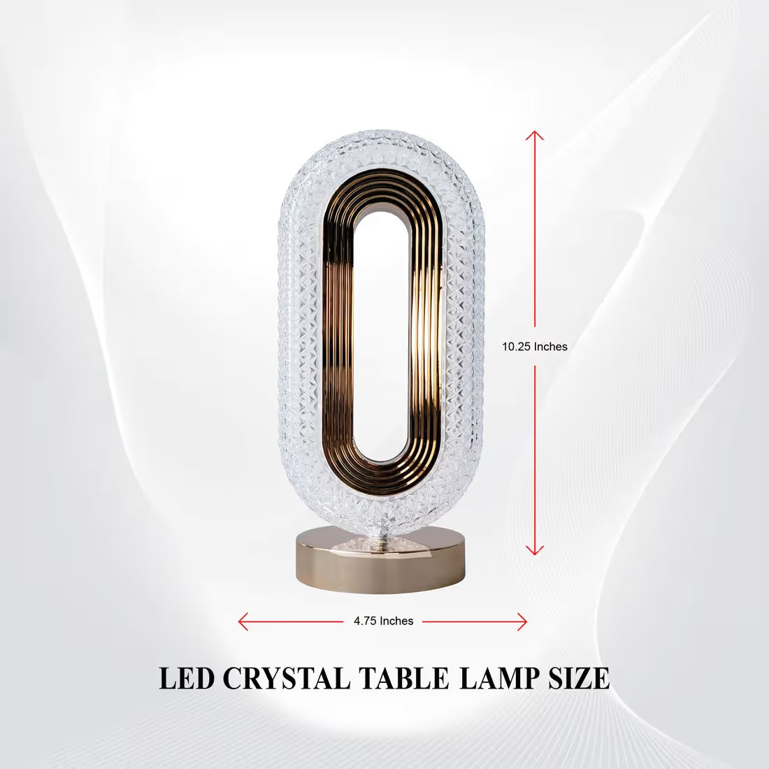 Oval Crystal LED Touch Lamp – Rechargeable 3-Color Night Light (Modern Decor)