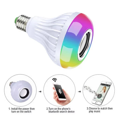 Smart LED Bluetooth Music Bulb – 12W RGB Speaker with Remote Control
